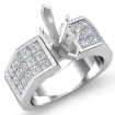 1.54Ct Princess Invisible Diamond Engagement Women Ring 18k White Gold Semi Mount - javda.com 
