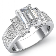 Classic Side-Stone Invisible diamond Ring 18k Gold White