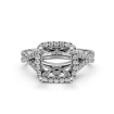 Halo U Cut Prong Diamond Engagement Ring Round Semi Mount 14k White Gold 1.1Ct - javda.com 