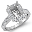 Diamond Engagement Ring Radiant Semi Mount 18k White Gold Halo Pave Setting 0.35Ct - javda.com 