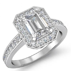 Vintage Filigree Halo Pave diamond Ring 14k Gold White