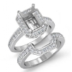1.1Ct Diamond Radiant Cut Semi Mount Engagement Ring Bridal Set14k White Gold - javda.com 