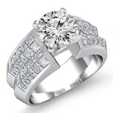 Classic Side Stone Invisible diamond Ring Platinum 950