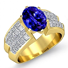 Classic Side Stone Invisible diamond  18k Gold Yellow