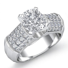 Sidestone Invisible Set diamond Ring 18k Gold White