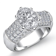Sidestone Invisible Set diamond Ring 18k Gold White