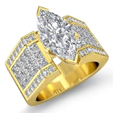 Invisible Setting Shank diamond Ring 14k Gold Yellow