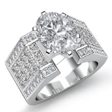 Invisible Setting Shank diamond Ring 18k Gold White