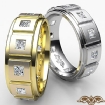 Step Edge Matte Eternity Princess Diamond Men's Wedding Band 14k Gold White 1.4Ct