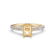 Diamond Engagement Pave Setting 14k Yellow Gold Emerald Semi Mount Ring 0.55Ct - javda.com 