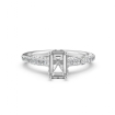 Diamond Engagement Pave Setting Platinum 950 Emerald Semi Mount Ring 0.55Ct - javda.com 