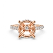 French U Hidden Halo Diamond Oval Semi Mount Engagement Ring 18k Rose Gold 0.52Ct - javda.com 