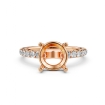 French V Pave Round Diamond Semi Mount Engagement Ring 14k Rose Gold 0.5Ct - javda.com 