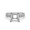 U Cut Prong Setting Diamond Engagement Asscher Semi Mount Ring 14k White Gold 0.5Ct - javda.com 