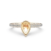 Cathedral Pear Semi Mount Bridge Accent Diamond Engagement Ring 14k Yellow Gold 0.61Ct - javda.com 