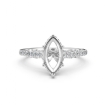 Circa Halo Bridge Accent Marquise Semi Mount Engagement Ring 14k White Gold 0.6Ct - javda.com 