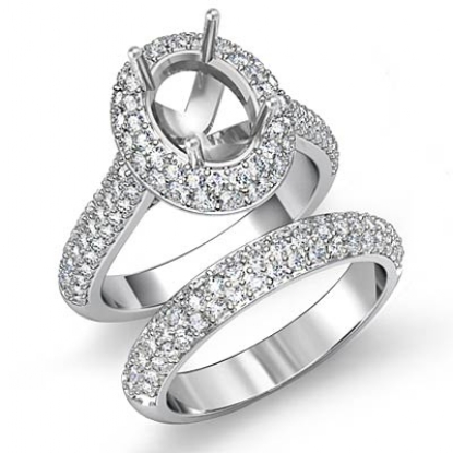 3Ct Oval Diamond Engagement Ring Wedding Bridal Set 14k White Gold Semi ...