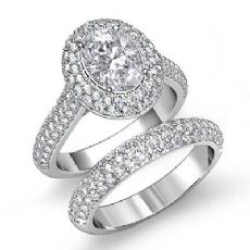 Double Halo Bridal Set Pave diamond  Platinum 950