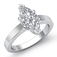 Flat Band 4 Prong Solitaire diamond  18k Gold White