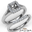 Asscher Diamond U Prong Engagement Semi Mount Ring Bridal Set 14k Gold White 0.4Ct