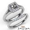 Asscher Diamond U Prong Engagement Semi Mount Ring Bridal Set 18k White Gold 0.4Ct - javda.com 