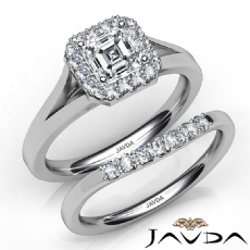 Split Shank Halo Pave Bridal Set diamond Ring Platinum 950