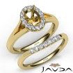 Oval Diamond U Prong Engagement Semi Mount Ring Bridal Set 18k Yellow Gold 0.42Ct - javda.com 