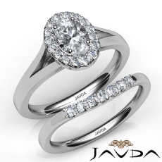 Split-Shank Halo Bridal Set diamond Ring 14k Gold White