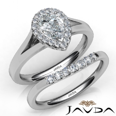 Halo Bridal Set Cathedral diamond Ring 14k Gold White
