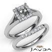 Princess Diamond U Prong Engagement Semi Mount Ring Bridal Set 14k White Gold 0.43Ct - javda.com 