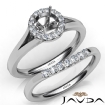 Round Diamond U Prong Engagement Semi Mount Ring Bridal Set 14k White Gold 0.42Ct - javda.com 