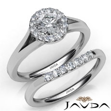 Classic Bridal Set Halo Pave diamond Ring 14k Gold White