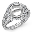 Diamond Engagement Ring Round Semi Mount Halo Pave Setting 18k White Gold 0.8Ct - javda.com 
