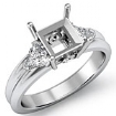 Diamond Engagement Three 3Stone Trillion Princess Setting Ring Platinum 950 0.62Ct