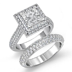 2 Row Halo Bridal Set diamond  14k Gold White