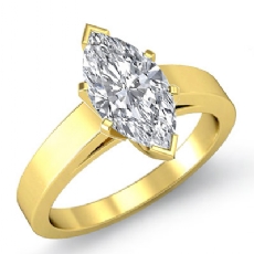 Flat Edge Cathedral Solitaire diamond Ring 14k Gold Yellow