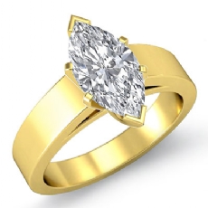 Flat Cathedral Solitaire diamond Ring 14k Gold Yellow