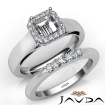 U Prong Diamond Engagement Semi Mount Ring Asscher Bridal Set 18k White Gold 0.42Ct - javda.com 