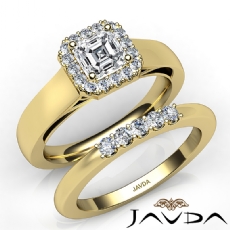 Filigree Halo Pave Set Bridal diamond Ring 18k Gold Yellow