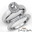 U Prong Diamond Engagement Semi Mount Ring Cushion Bridal Set 18k White Gold 0.43Ct - javda.com 
