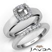 U Prong Diamond Engagement Ring Cushion Semi Mount Bridal Set 18k White Gold 0.4Ct - javda.com 