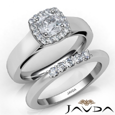 Solitaire Halo Bridal Set diamond Ring 14k Gold White