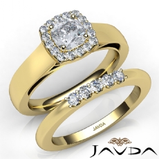 Solitaire Halo Bridal Set diamond Ring 14k Gold Yellow