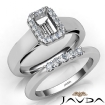 U Prong Diamond Engagement Semi Mount Ring Emerald Bridal Set 18k White Gold 0.45Ct - javda.com 