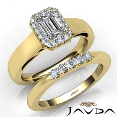 Bridal Set Filigree Halo Pave diamond  14k Gold Yellow