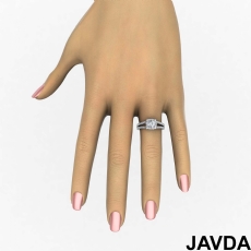 French U Pave Halo Split Shank diamond Ring 18k Gold White