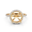 Double Halo Semi Mount Lab Grown Diamond Engagement Ring 14k Yellow Gold 0.53Ct - javda.com 