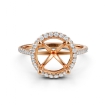 Double Halo Semi Mount Lab Grown Diamond Engagement Ring 18k Rose Gold 0.53Ct - javda.com 