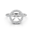 Double Halo Semi Mount Lab Grown Diamond Engagement Ring 14k White Gold 0.53Ct - javda.com 