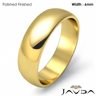 Mens Wedding Band Dome Plain Polish Solid Ring 6mm 14k Gold Yellow 5.4g 6-6.75 Sz